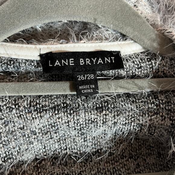 Lane Bryant Eyelash Duster Cardigan Sweater Womens 26/28 Gray Striped Knit Open - Picture 5 of 9